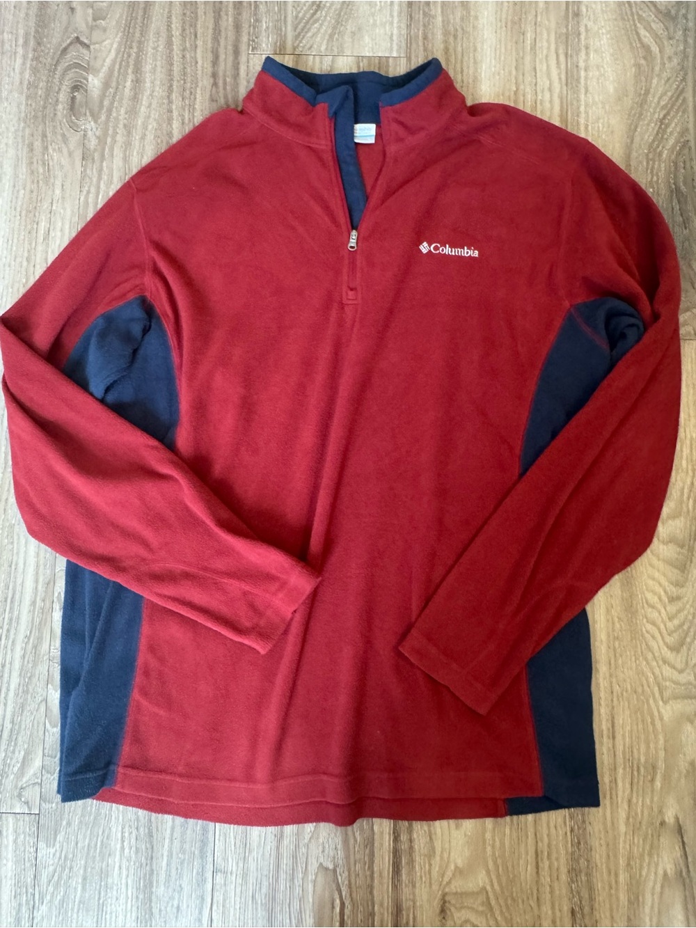 Columbia Men’s Red and Navy 1/4 Zip Fleece Pullover